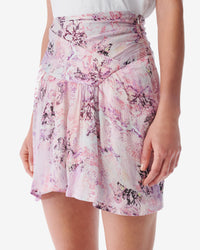 Theoline short skirt in silk - Ecru & Light Pink