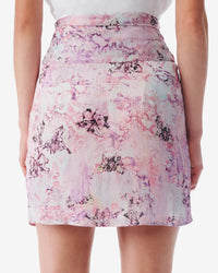 Theoline short skirt in silk - Ecru & Light Pink
