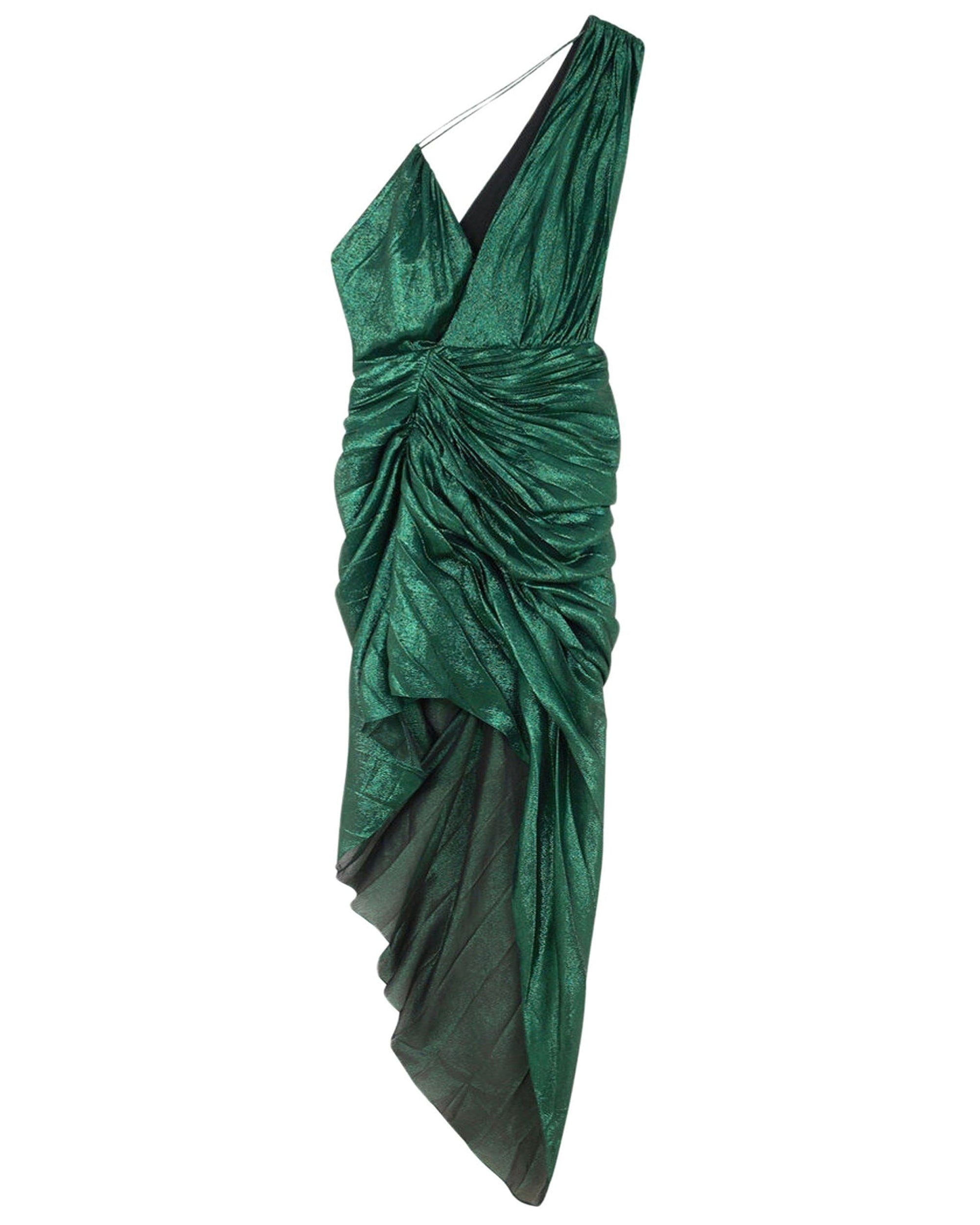 Beach asymmetric dress in silk - Green
