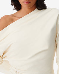Calla short dress in leather - Natural White
