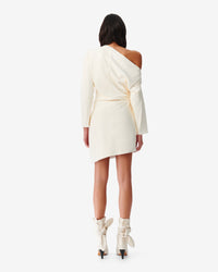 Calla short dress in leather - Natural White