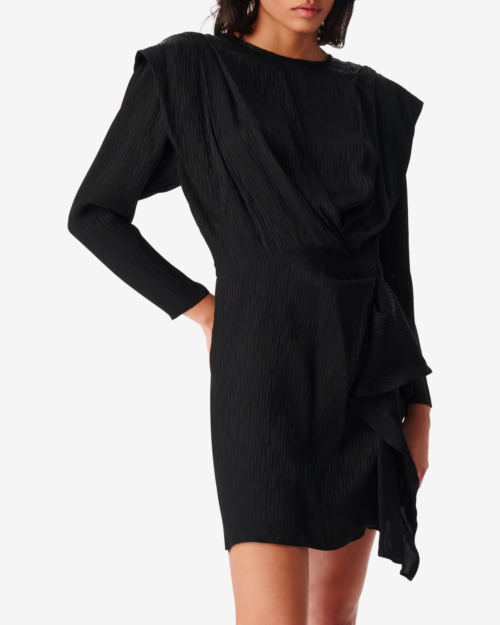 Hiari short dress in silk blend - Black