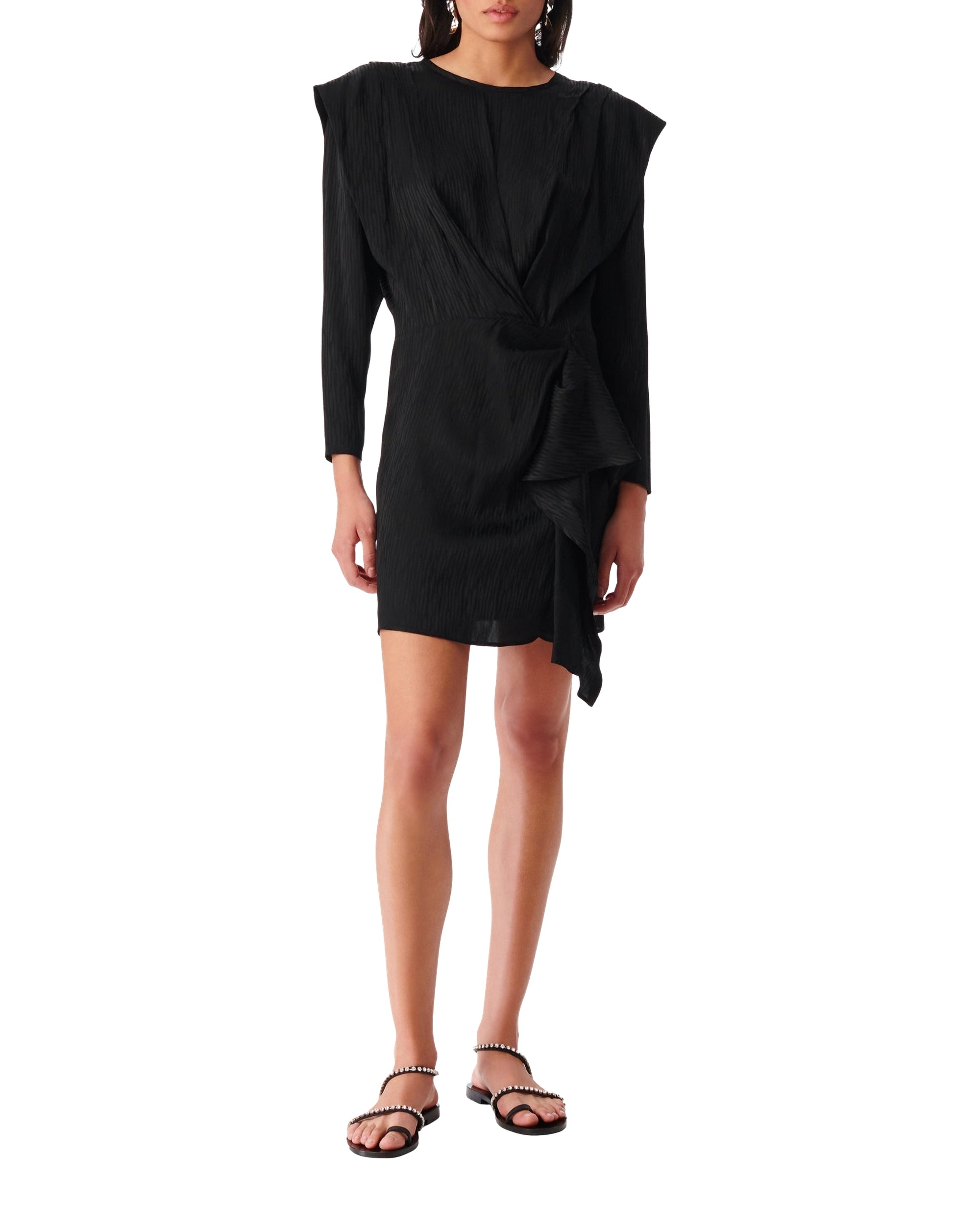 Hiari short dress in silk blend - Black