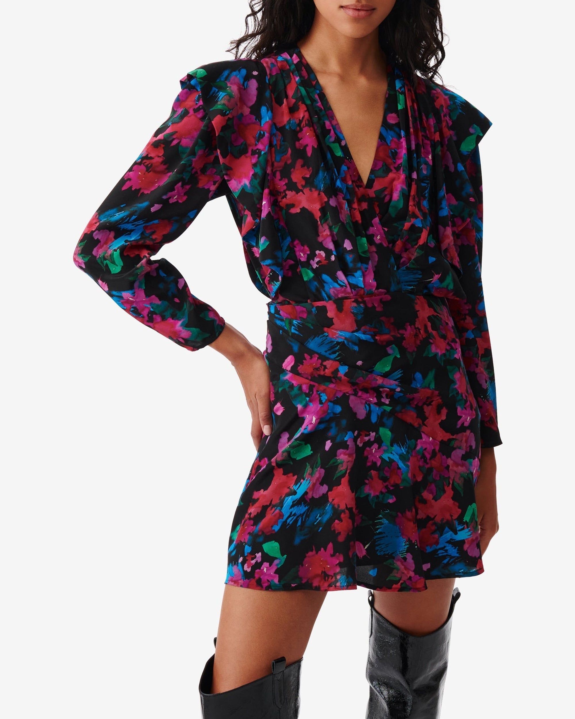 Masca silk dress - Black Multico