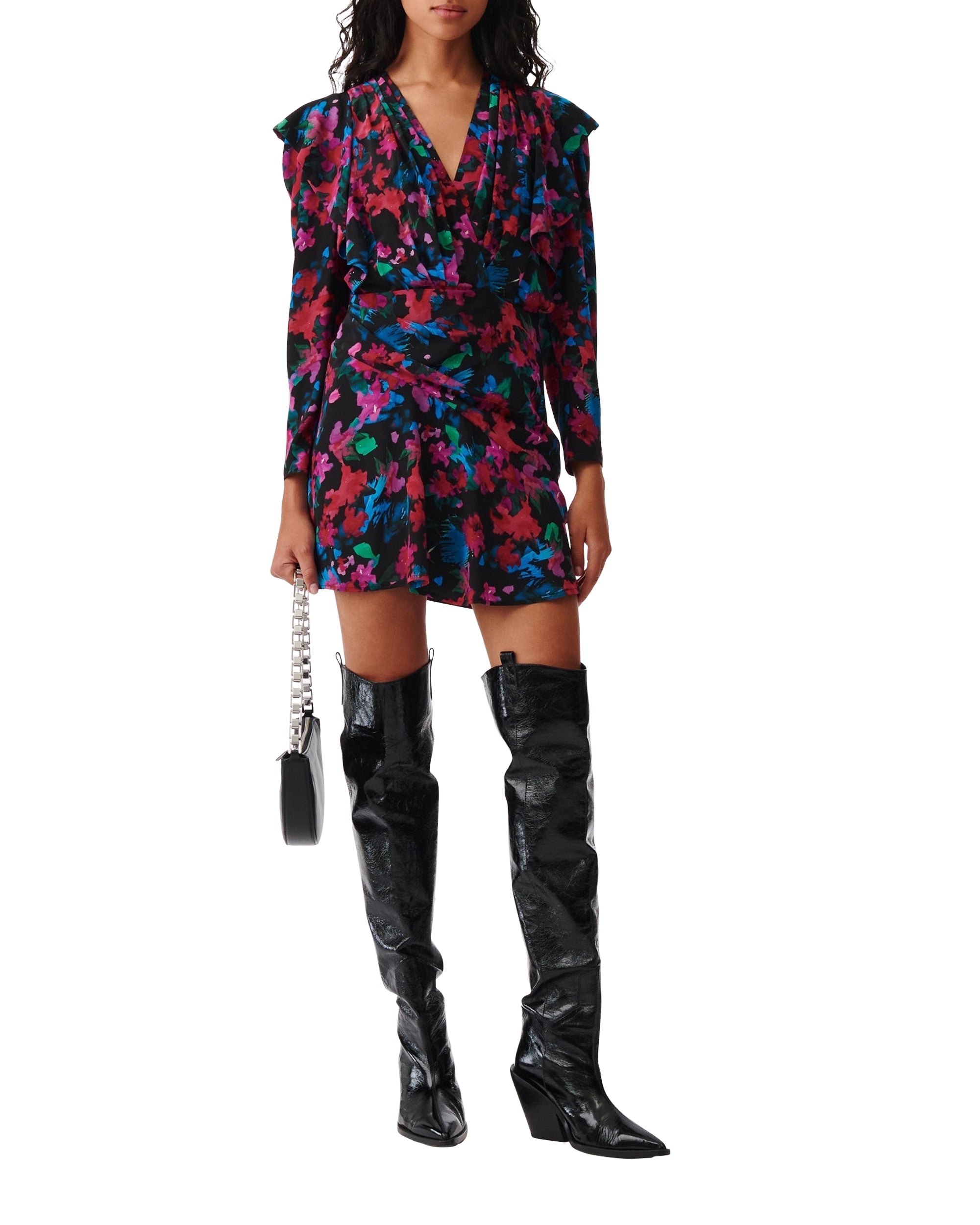 Masca silk dress - Black Multico