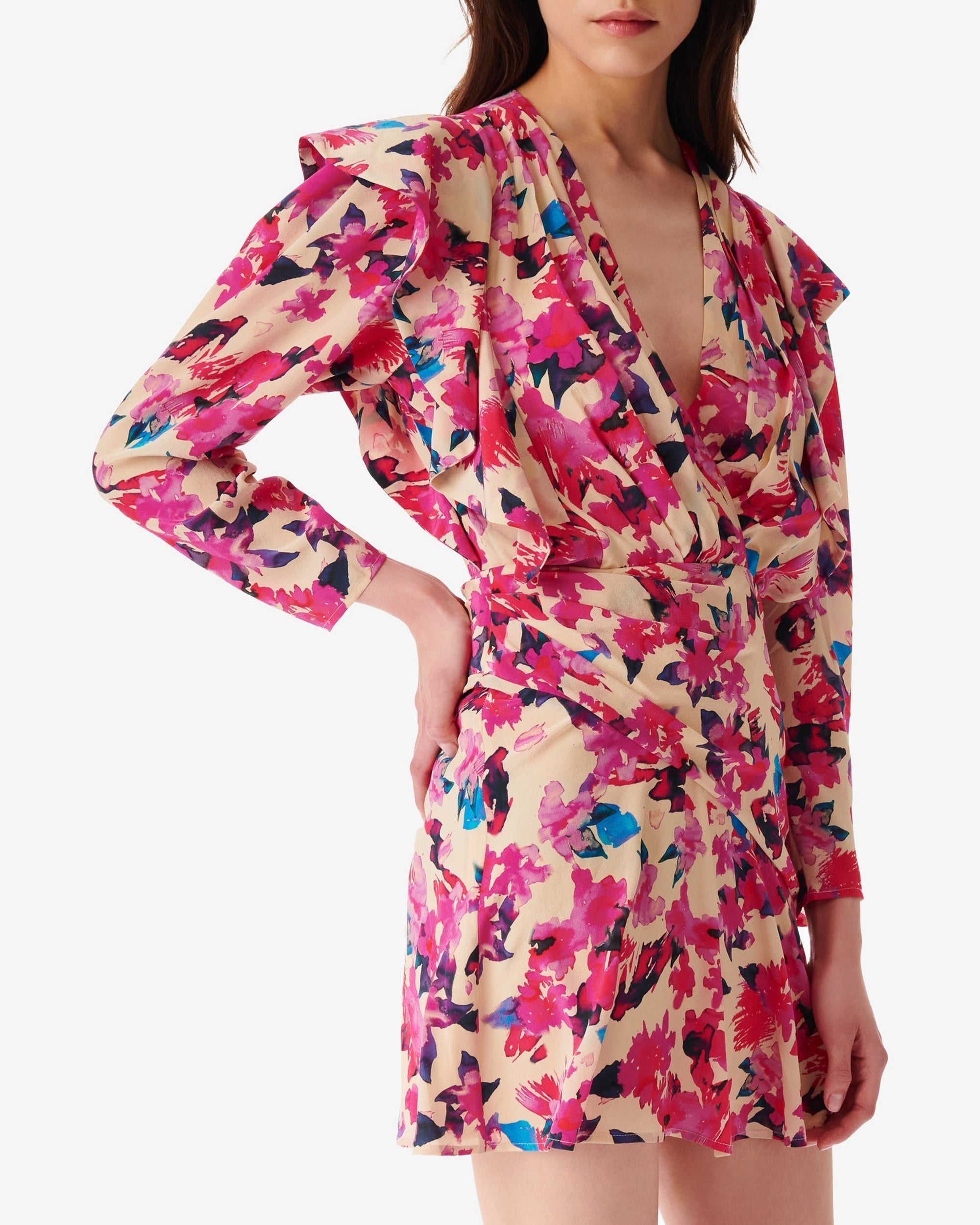 Masca silk dress - Multico Ecru