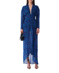 Nollie dress in silk blend - Multico Blue