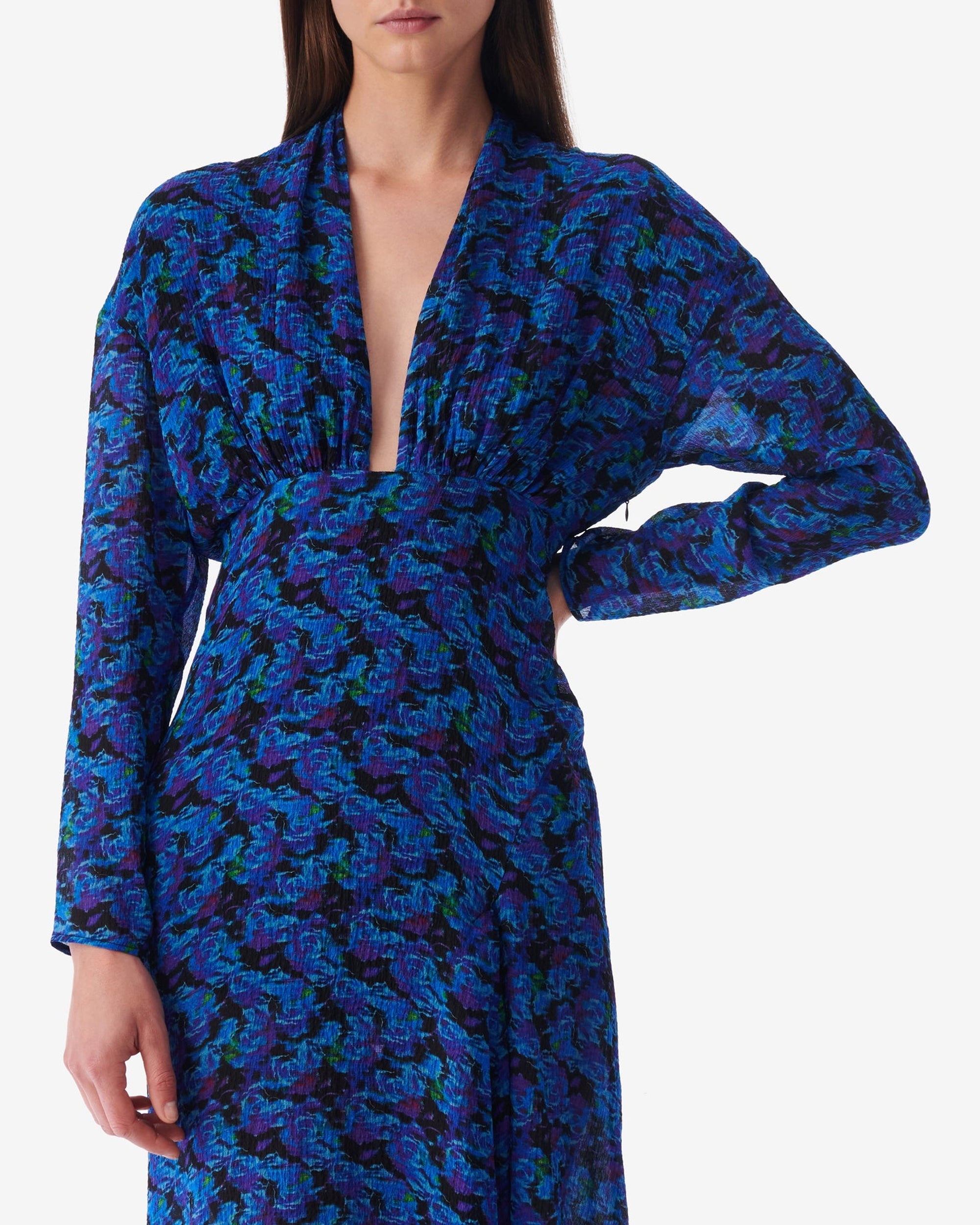 Nollie dress in silk blend - Multico Blue