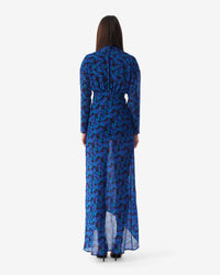 Nollie dress in silk blend - Multico Blue