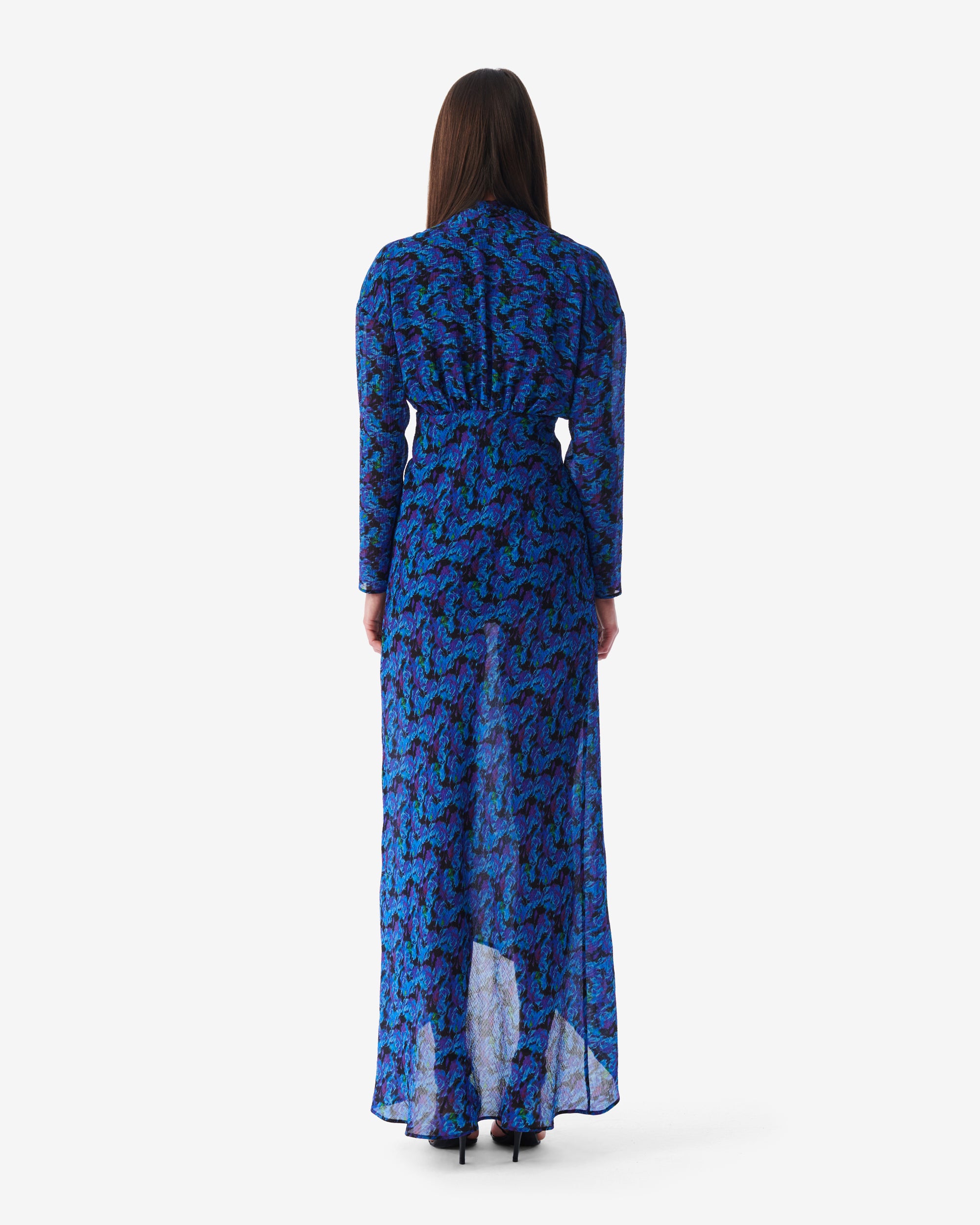 Nollie dress in silk blend - Multico Blue