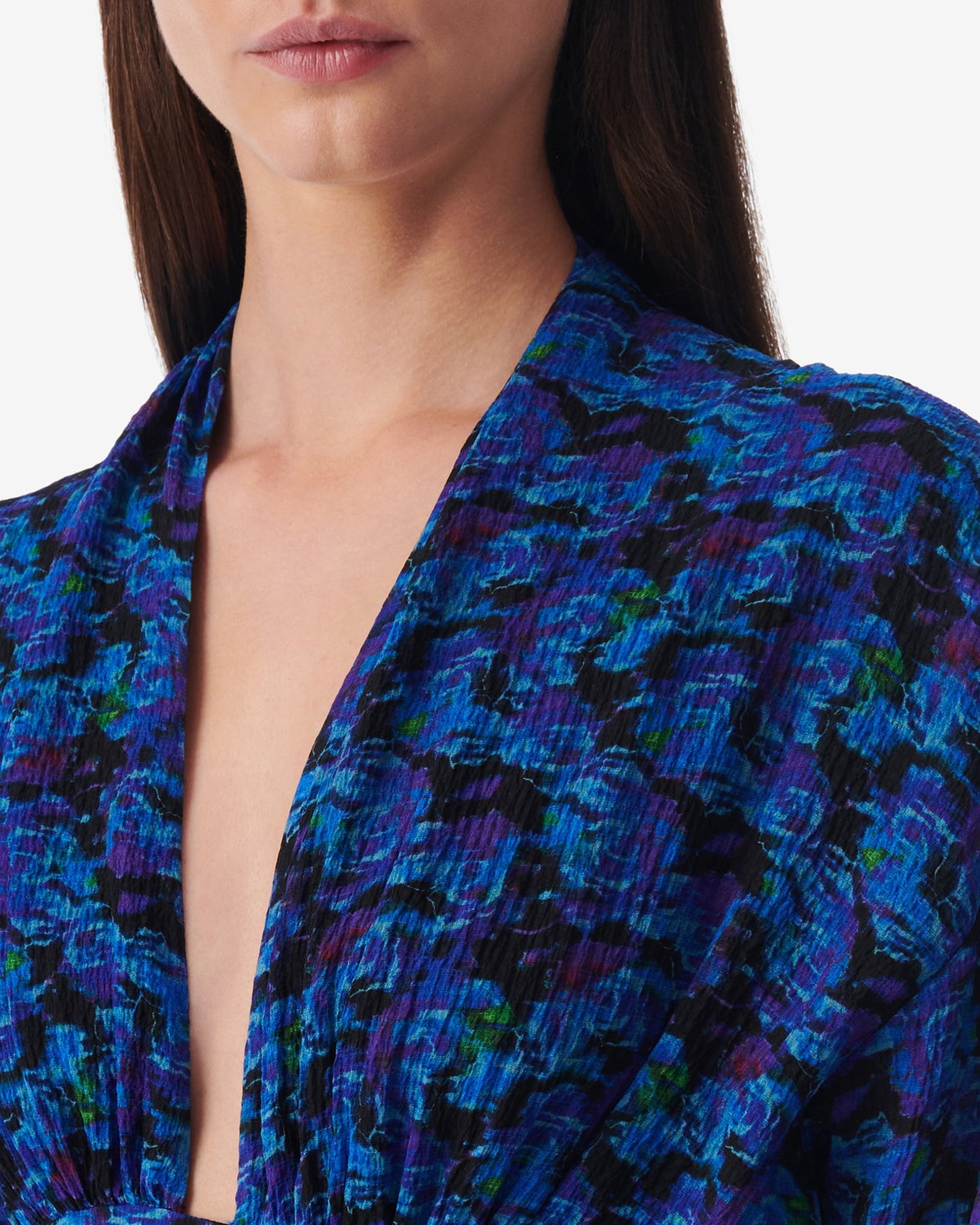 Nollie dress in silk blend - Multico Blue