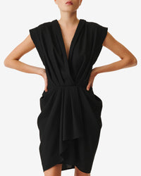 Pheao short dress in wool - Black