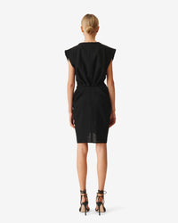 Pheao short dress in wool - Black