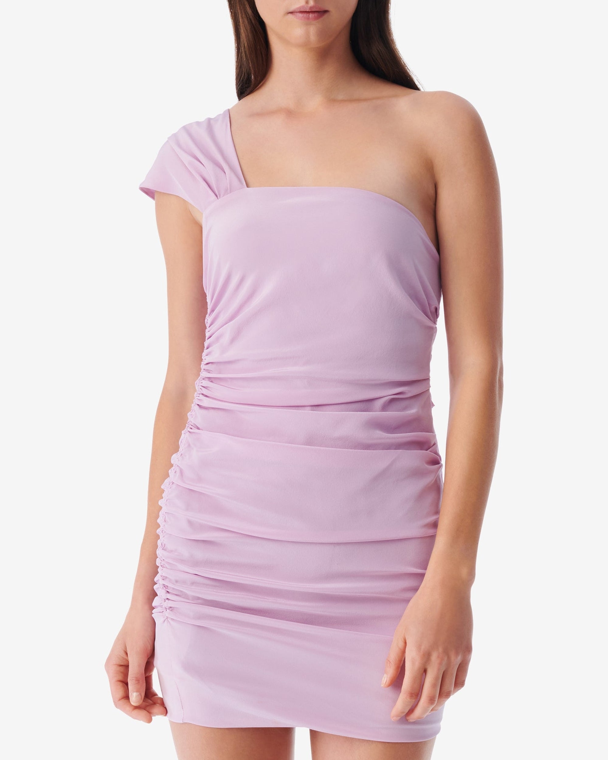 Raven asymmetrical silk dress - Pink