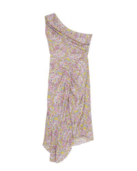 Tabea midi-length dress in silk - Ecru & Pink