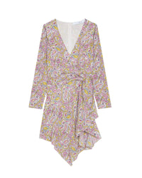 Taro short dress in silk - Ecru & Pink
