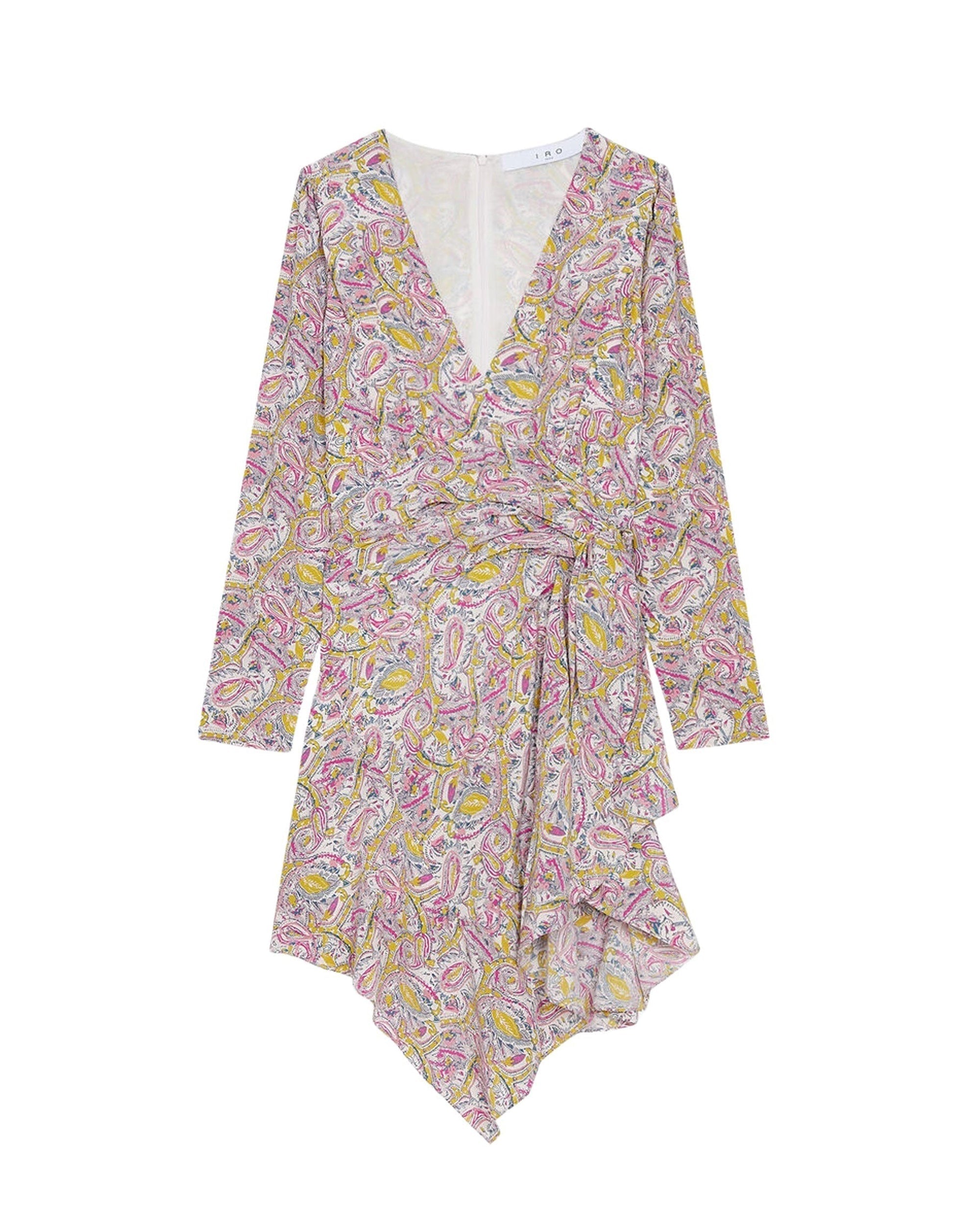 Taro short dress in silk - Ecru & Pink