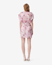 Tissina dress in silk - Ecru & Light Pink