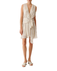 Valenta short dress - Ecru & Silver