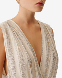 Valenta short dress - Ecru & Silver