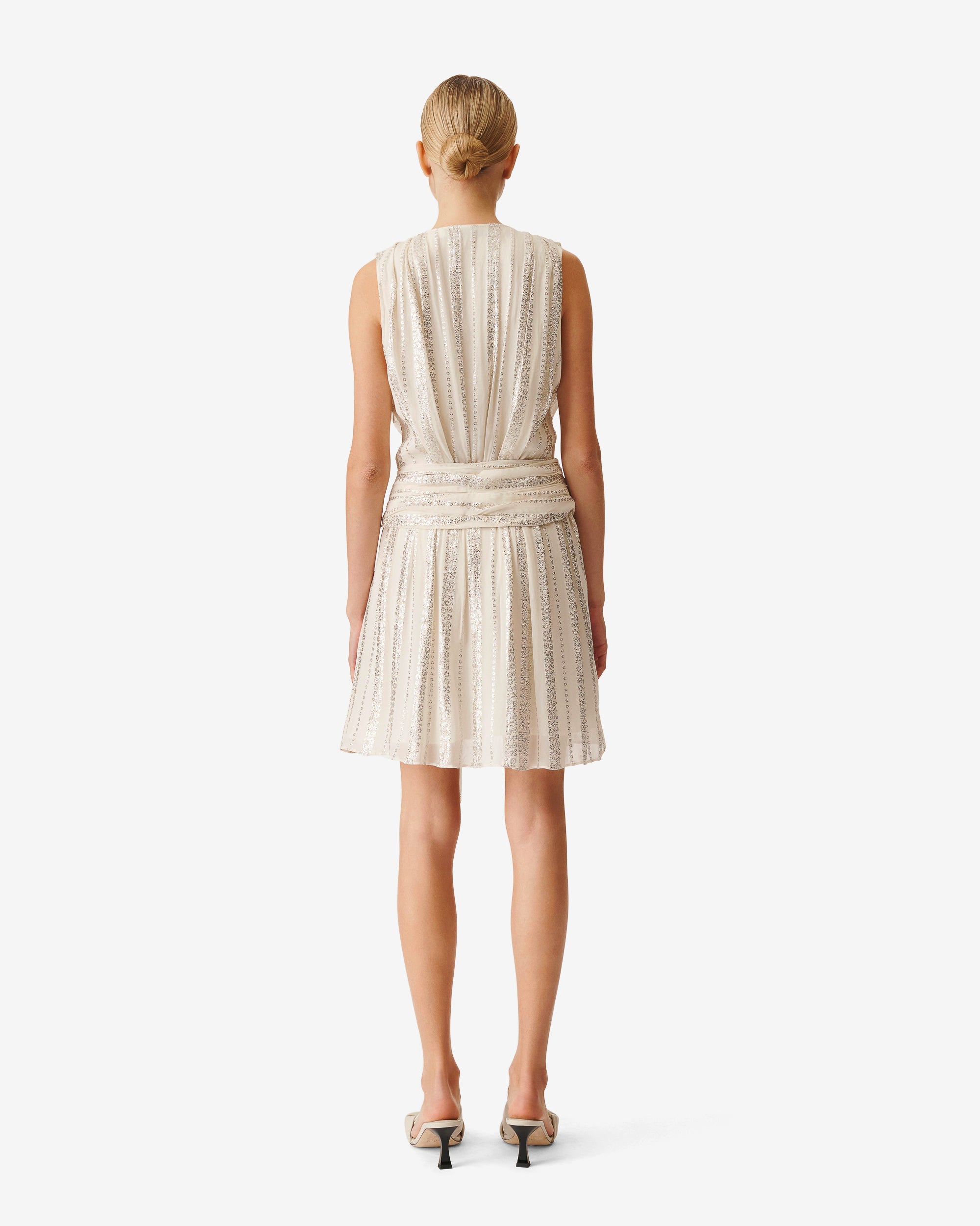 Valenta short dress - Ecru & Silver