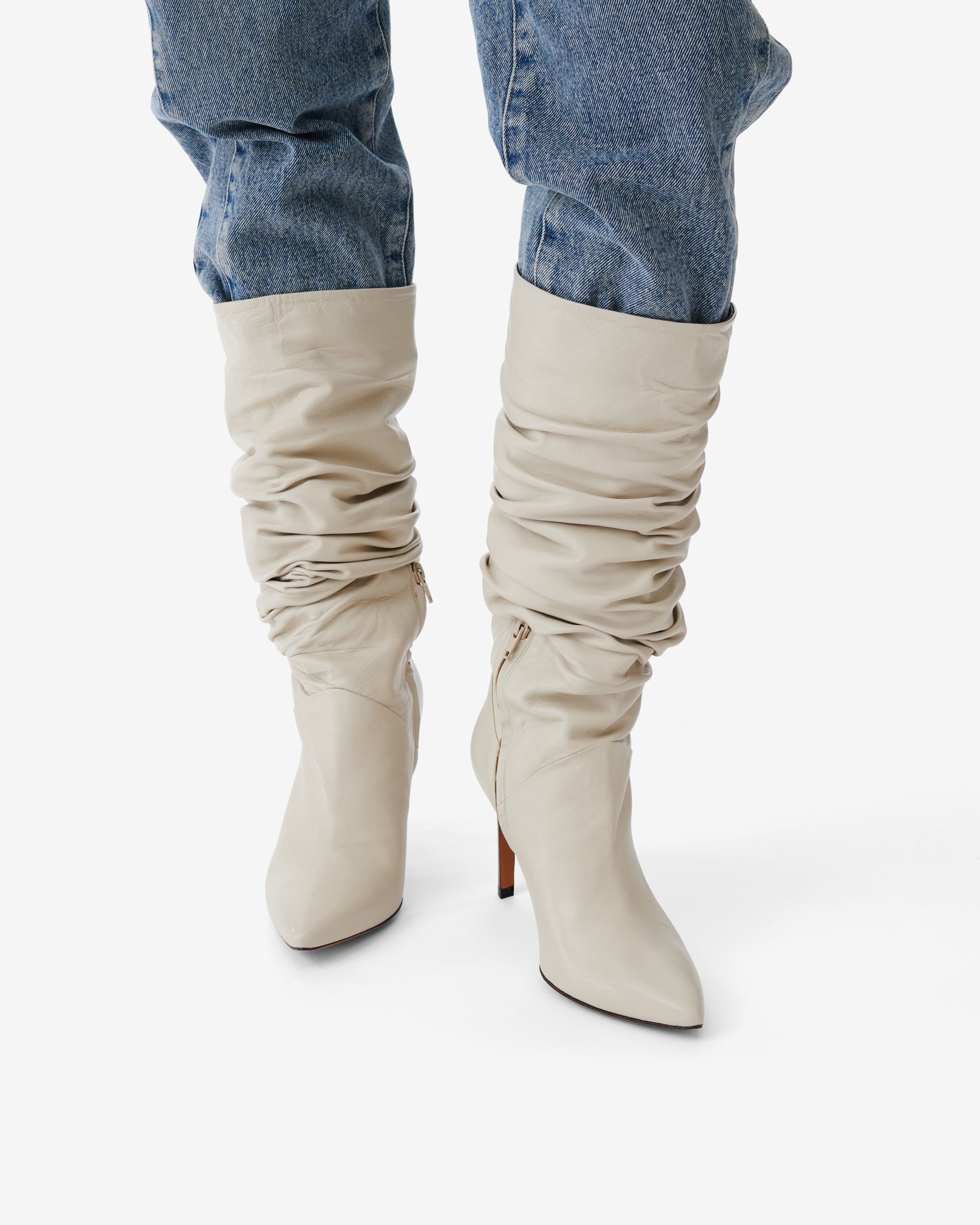 Sheely High leather boots - Oyster Grey