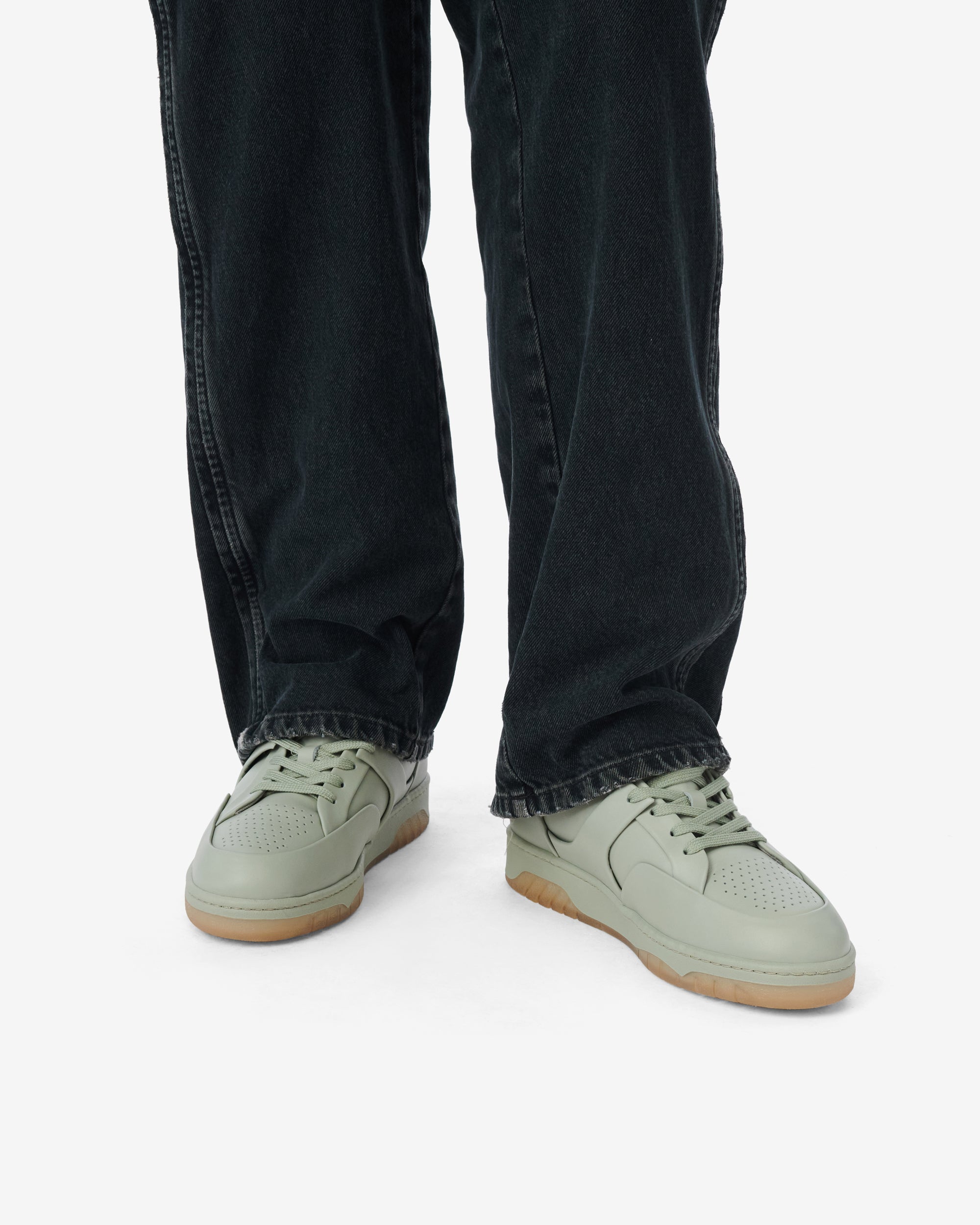 Alex leather trainers - Sage Green