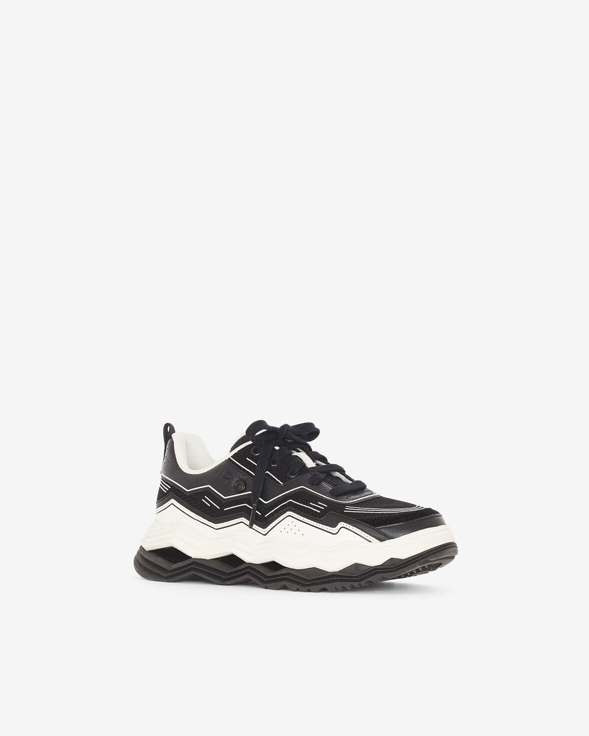 Wave Leather Sneakers - Black & White