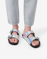 Billie Holo sandals in leather - Holographic Multico