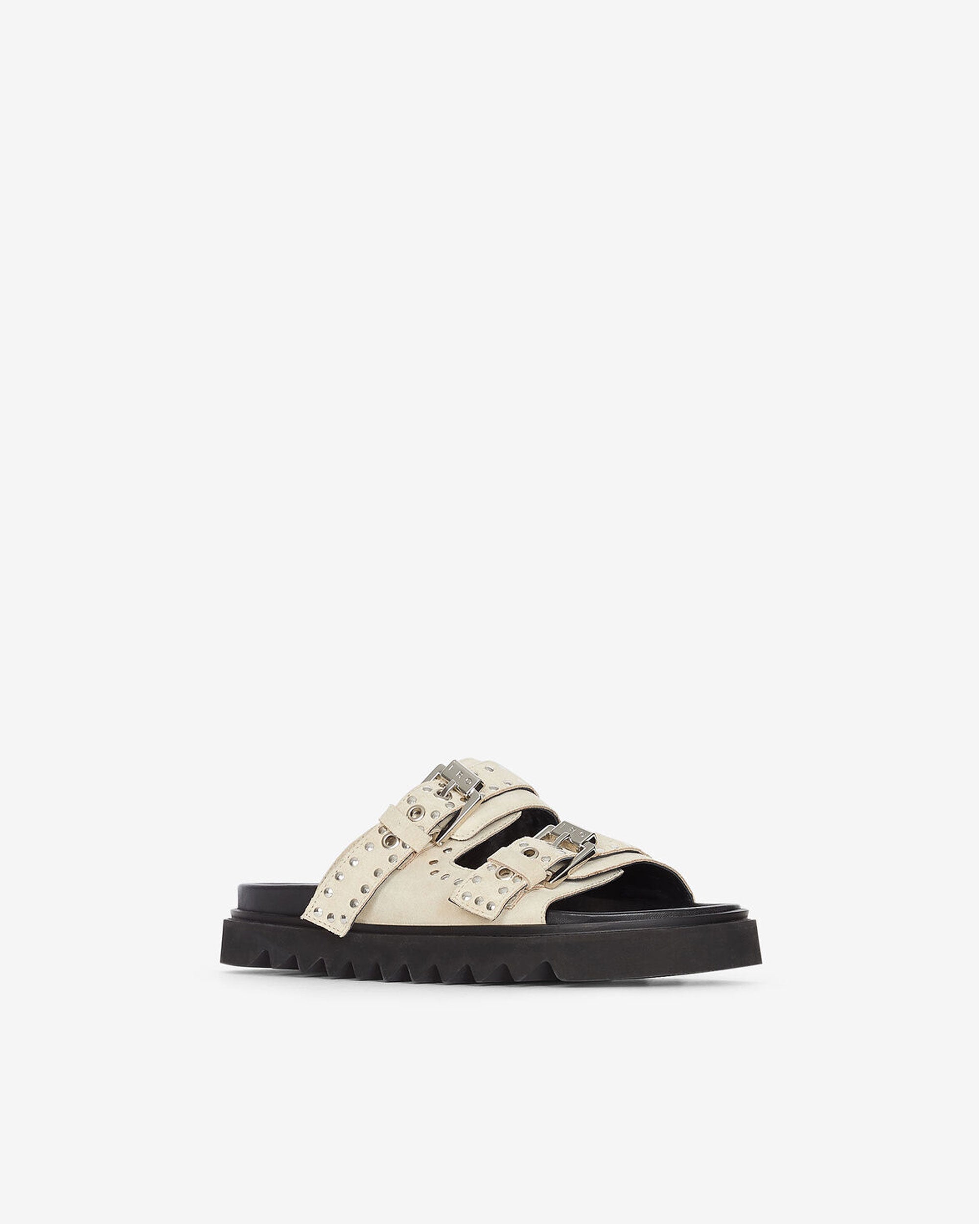 Bolum Suede sandals in leather - Beige Studs