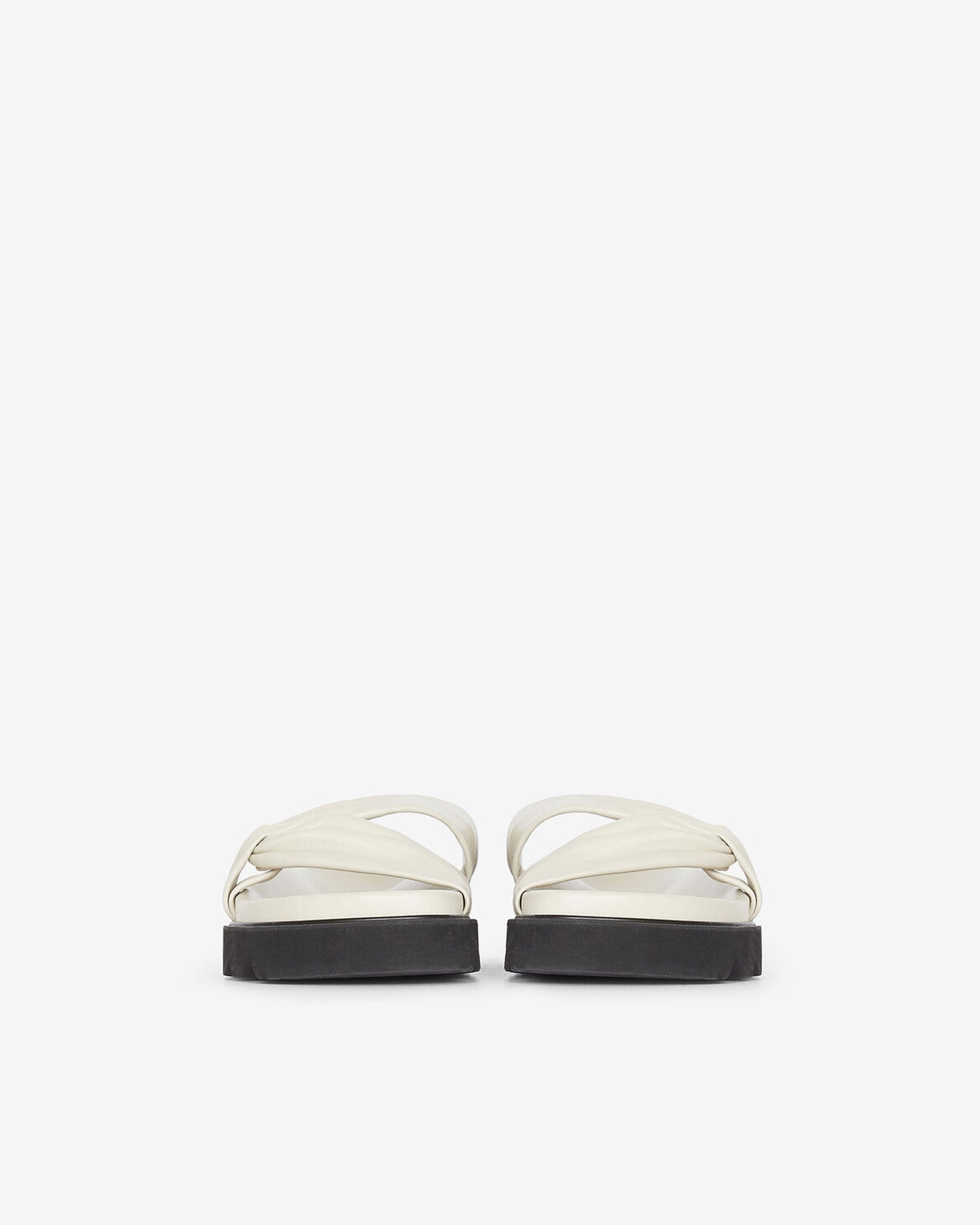 Bydlee Drape sandals in leather - Oyster Grey