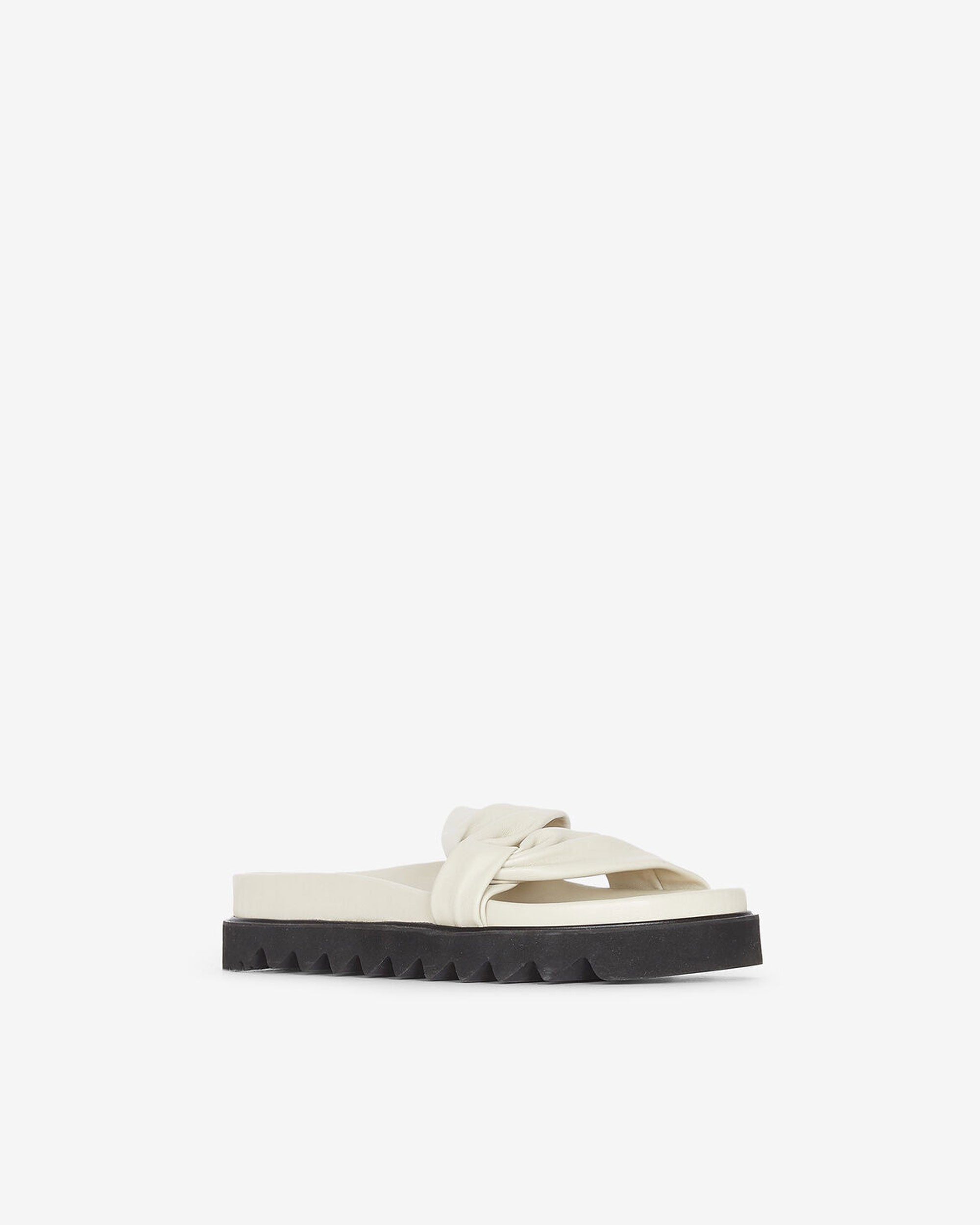 Bydlee Drape sandals in leather - Oyster Grey