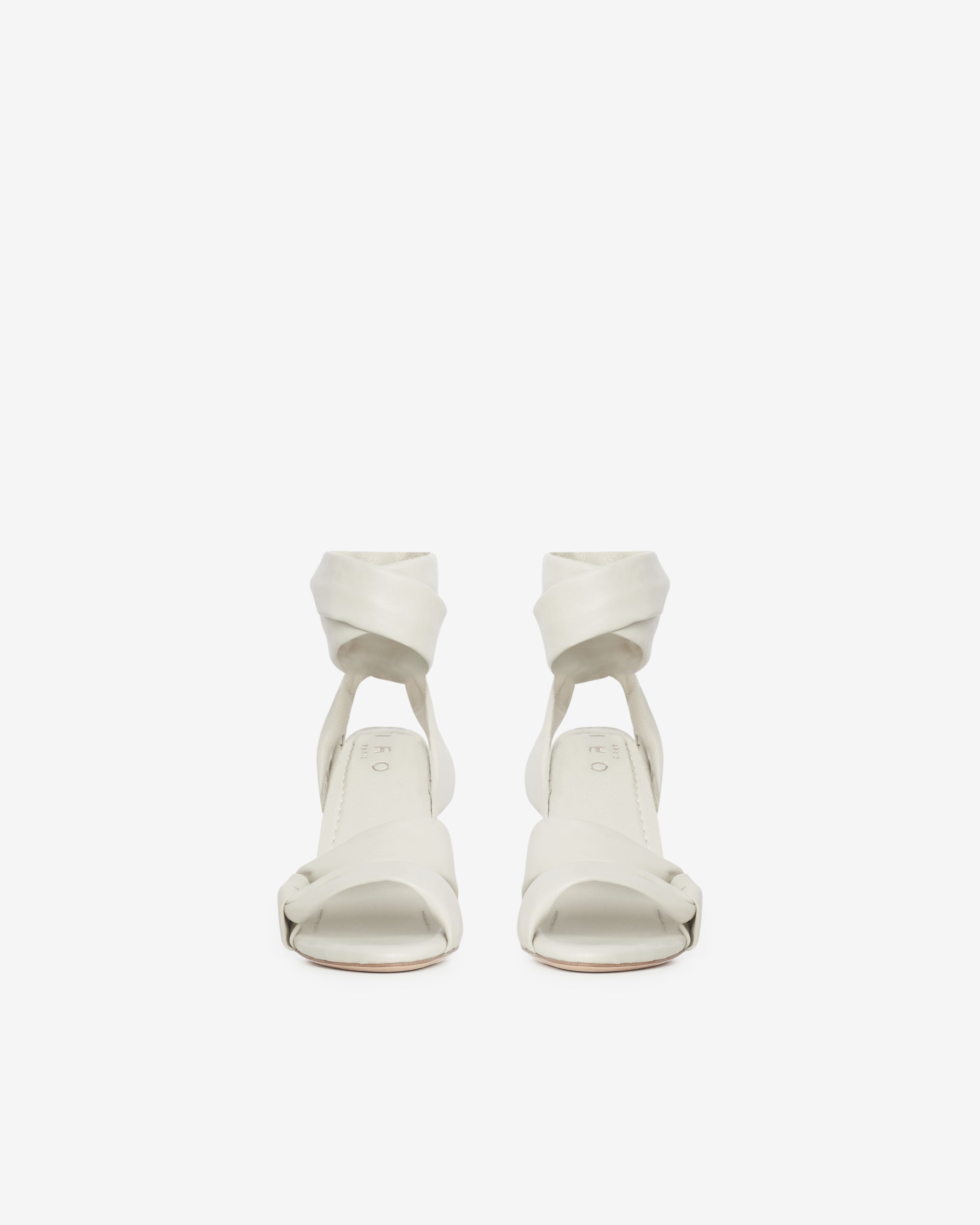 Dydleen Drape 85 sandals in leather - Oyster Grey
