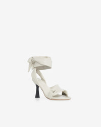 Dydleen Drape 85 sandals in leather - Oyster Grey