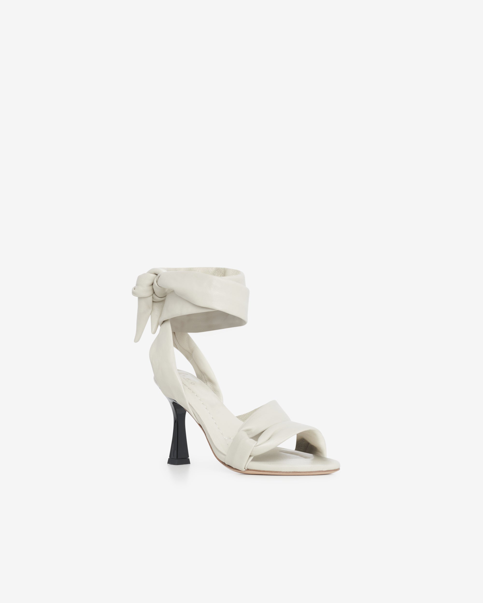 Dydleen Drape 85 sandals in leather - Oyster Grey