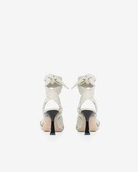 Dydleen Drape 85 sandals in leather - Oyster Grey