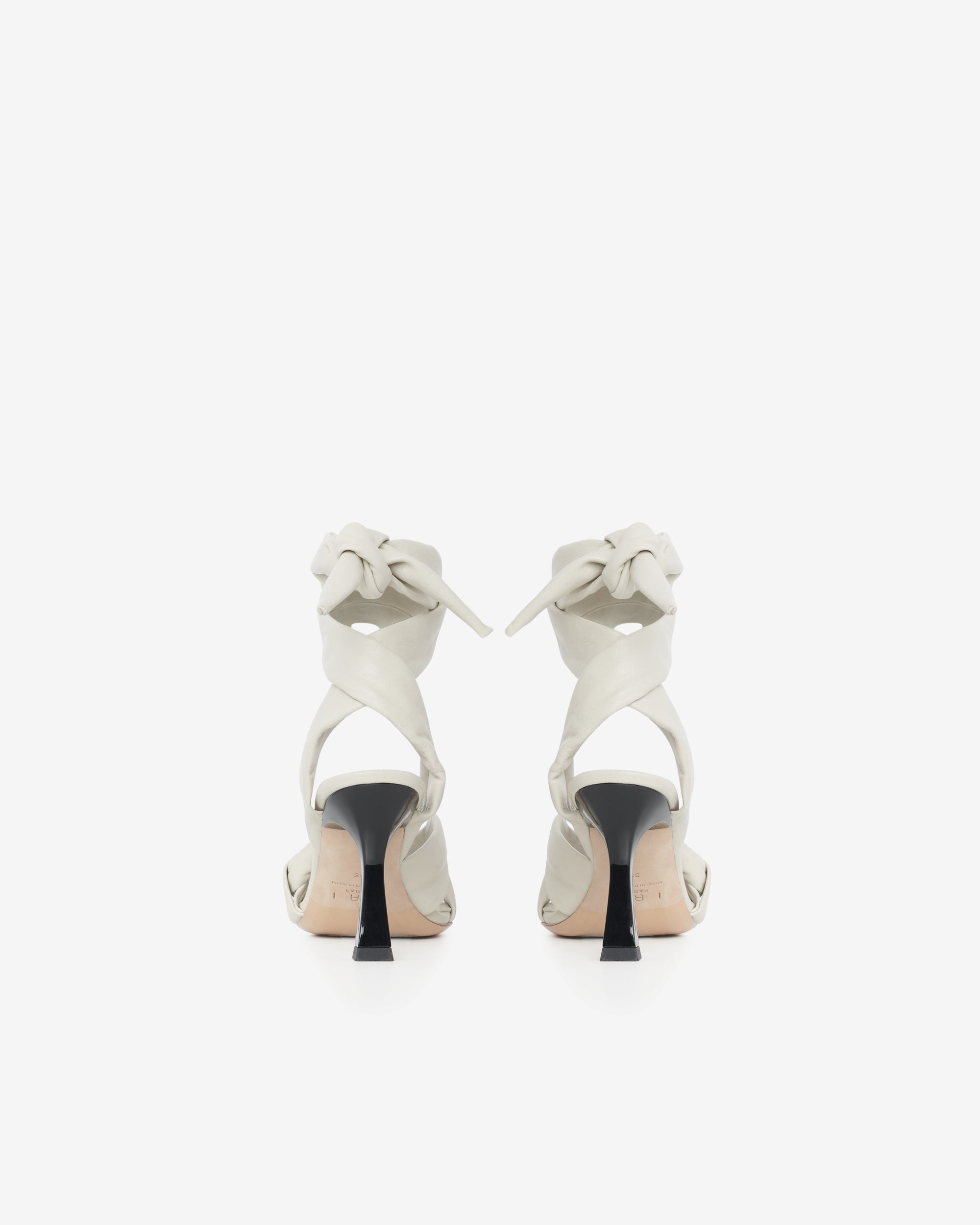 Dydleen Drape 85 sandals in leather - Oyster Grey