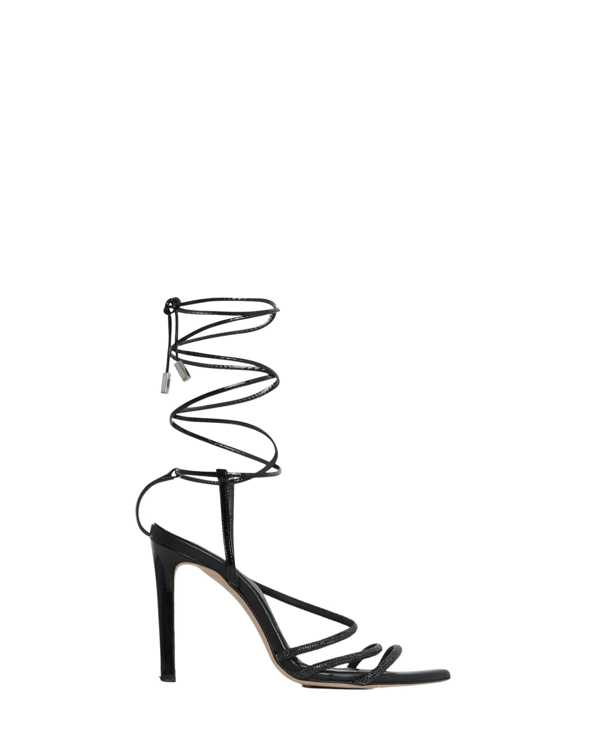 Idohigh Strass 110 sandals in leather - Black