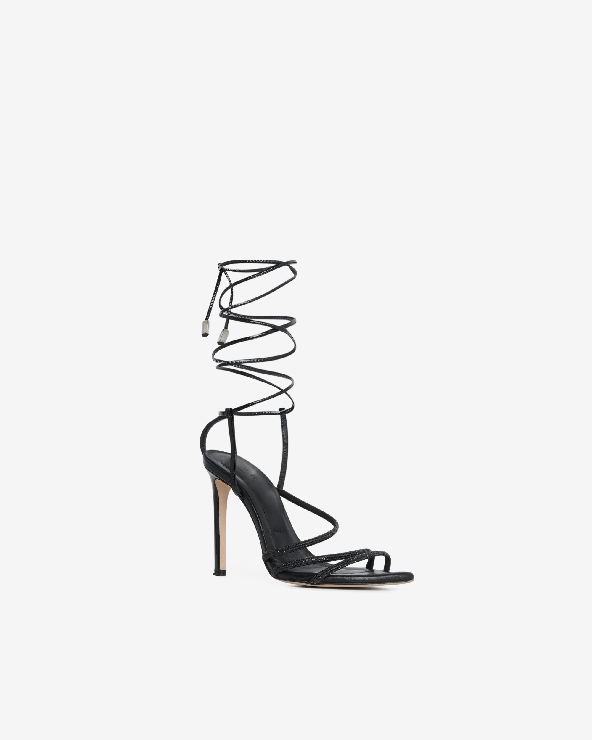 Idohigh Strass 110 sandals in leather - Black