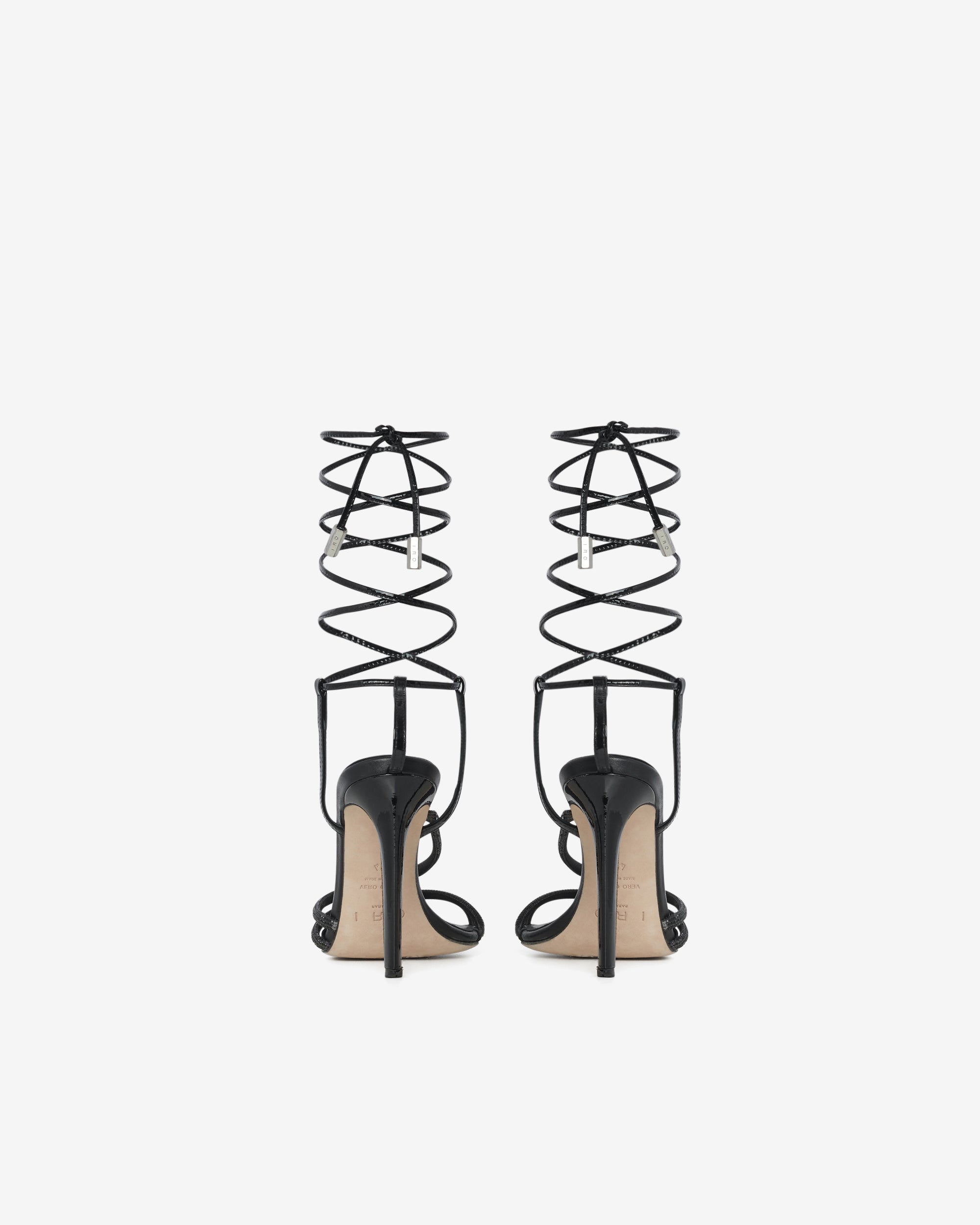 Idohigh Strass 110 sandals in leather - Black