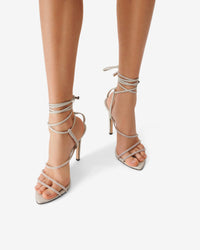 Idohigh Strass 100 sandals in leather - Pearl Grey