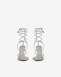 Idohigh Strass 100 sandals in leather - Pearl Grey