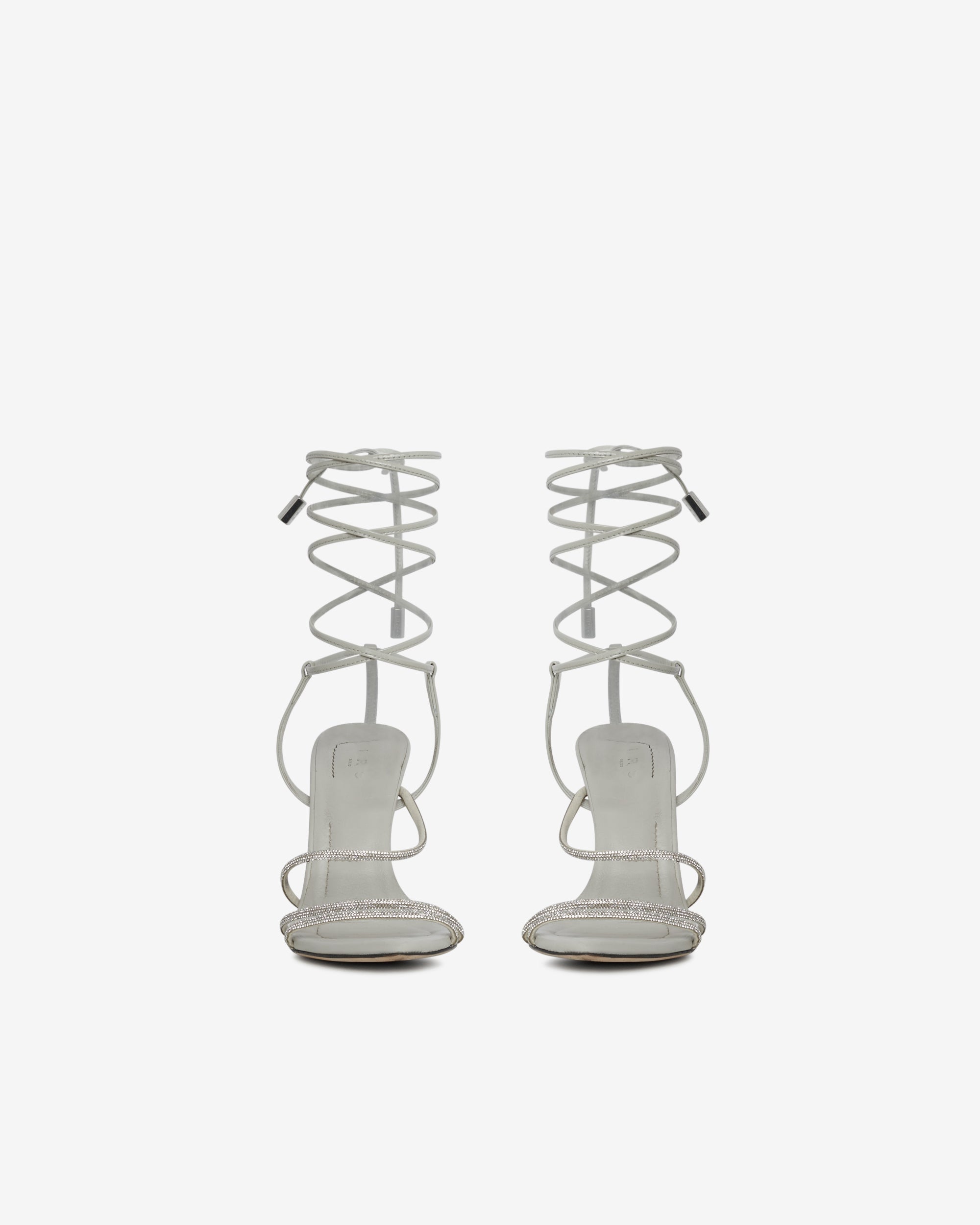 Idohigh Strass 100 sandals in leather - Pearl Grey
