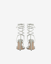 Idohigh Strass 100 sandals in leather - Pearl Grey