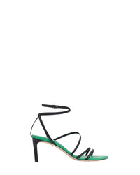 Ido Strap 70 sandals in leather - Green & Black