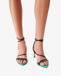 Ido Strap 70 sandals in leather - Green & Black
