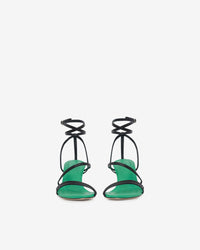 Ido Strap 70 sandals in leather - Green & Black