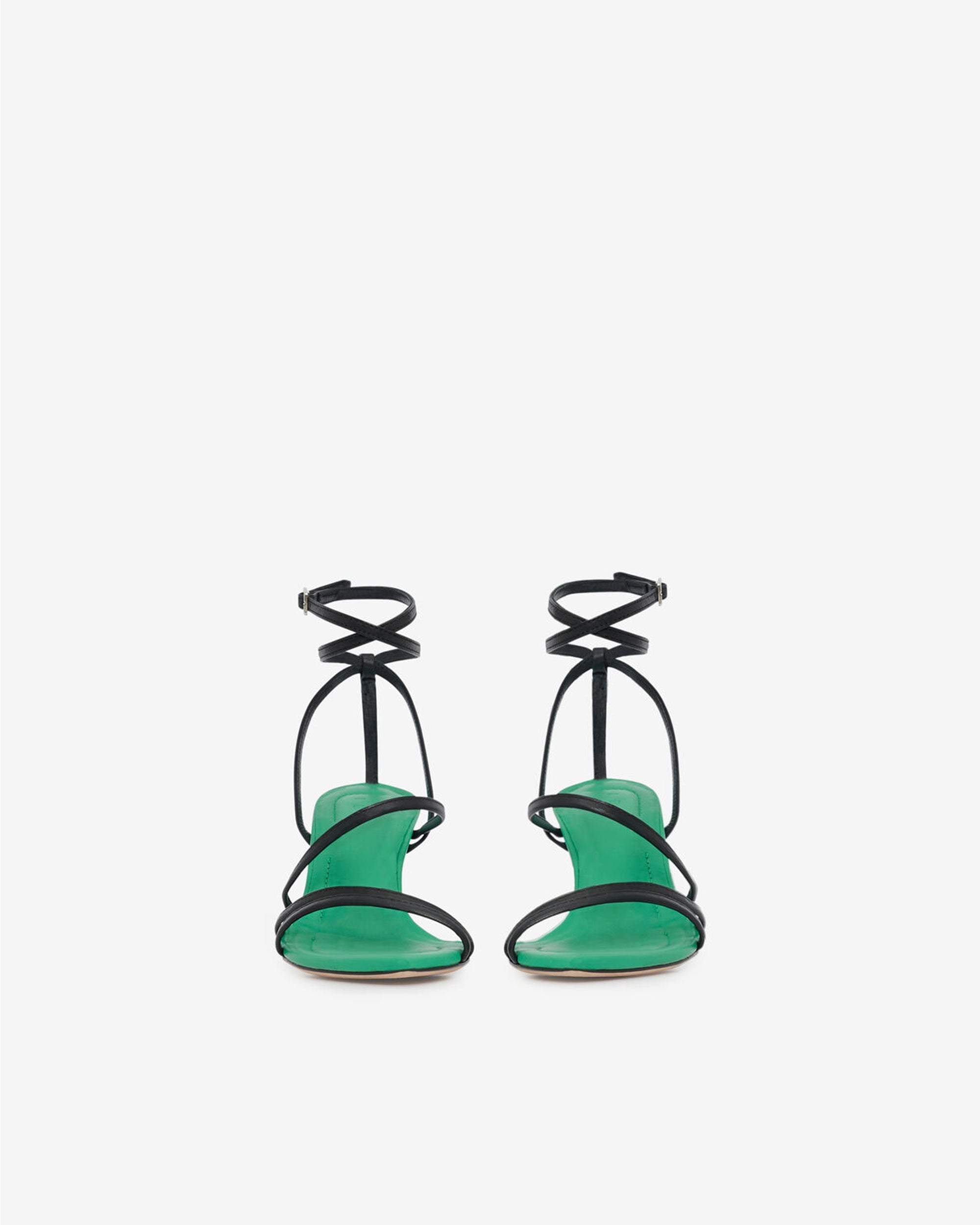 Ido Strap 70 sandals in leather - Green & Black