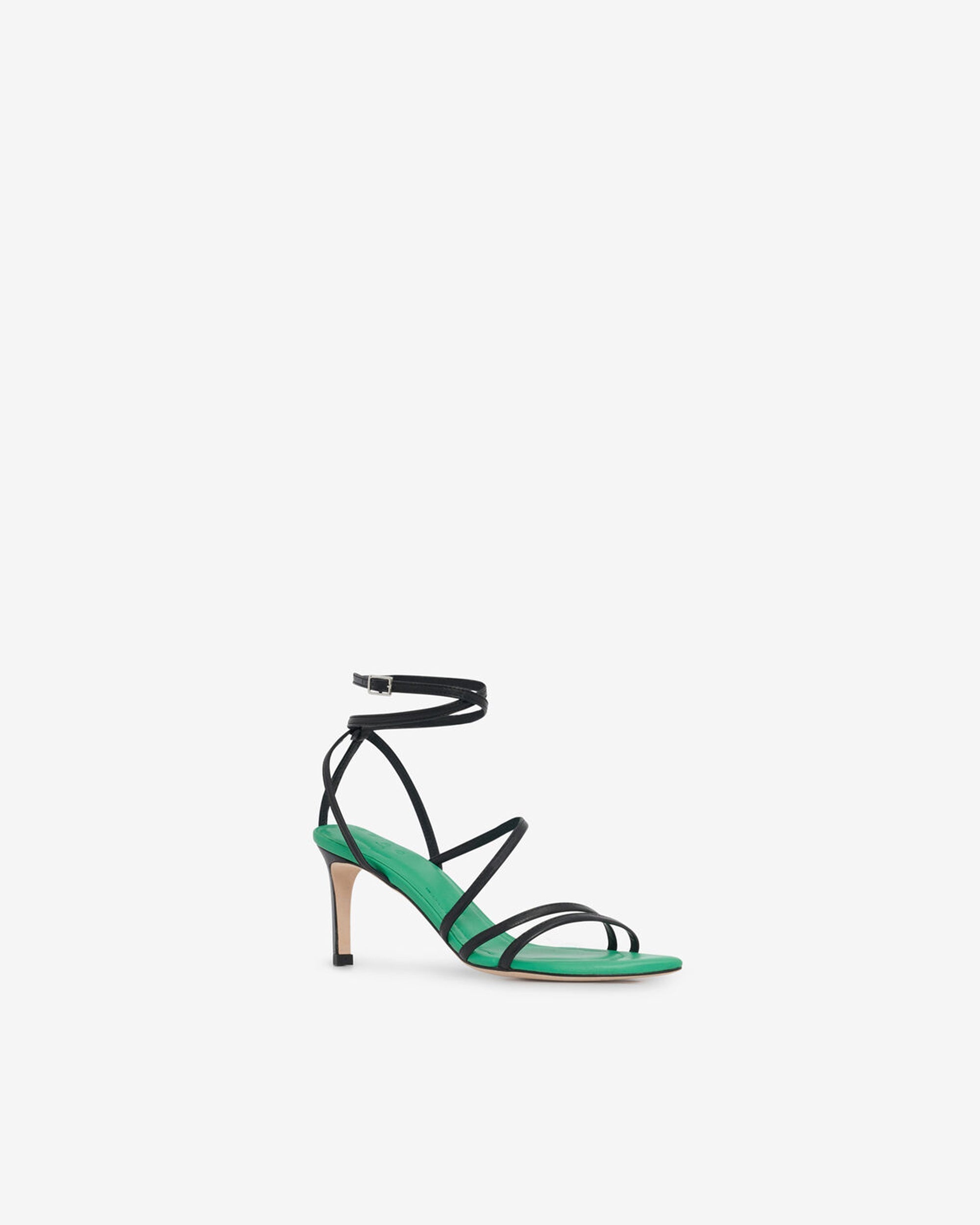 Ido Strap 70 sandals in leather - Green & Black