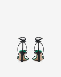 Ido Strap 70 sandals in leather - Green & Black